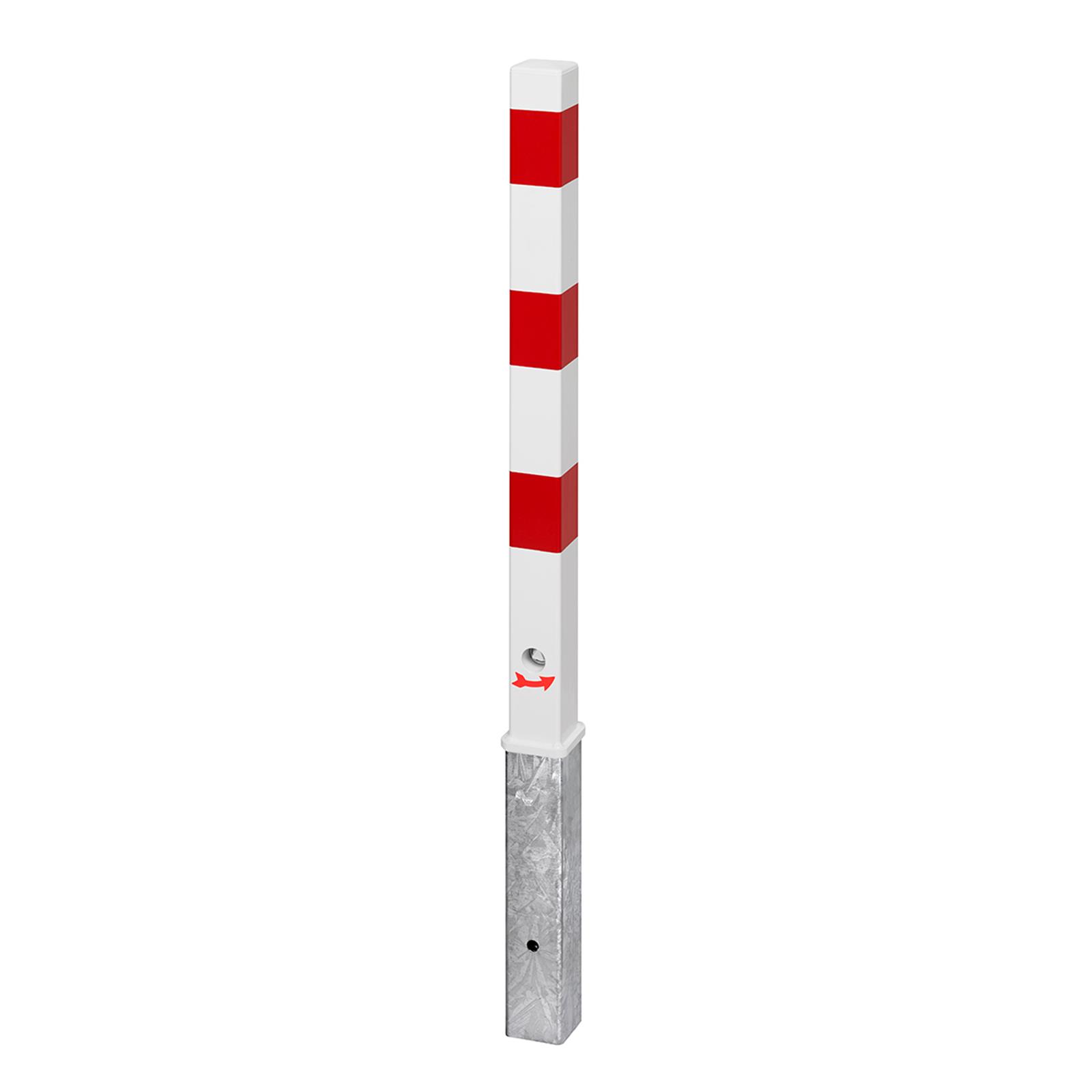 Absperrpfosten 70 x 70 mm rot-weiß verschließbar