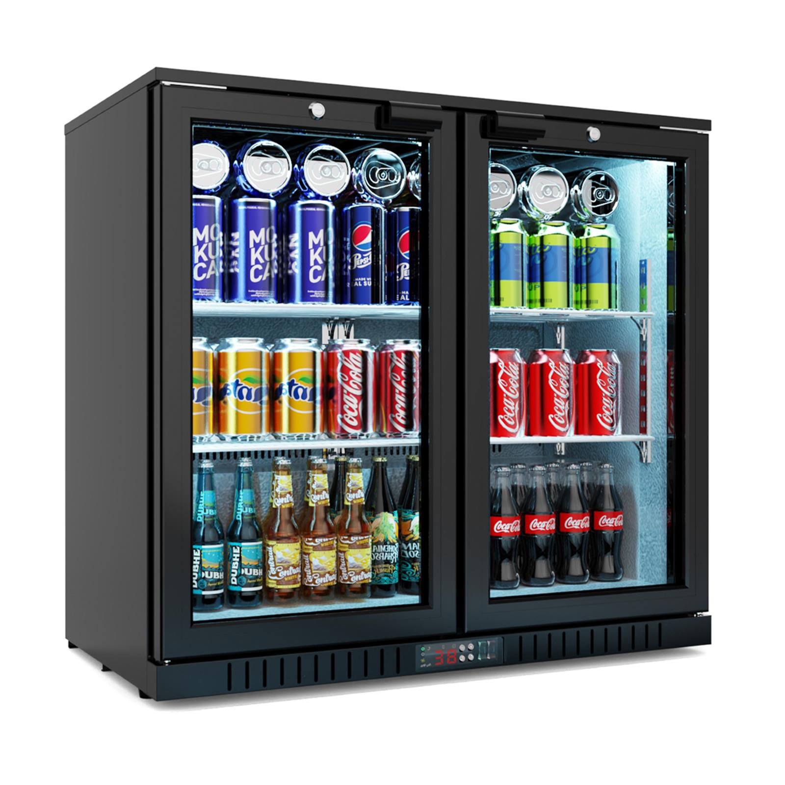 Bar Display Cooler, zwei Flügeltüren, schwarz