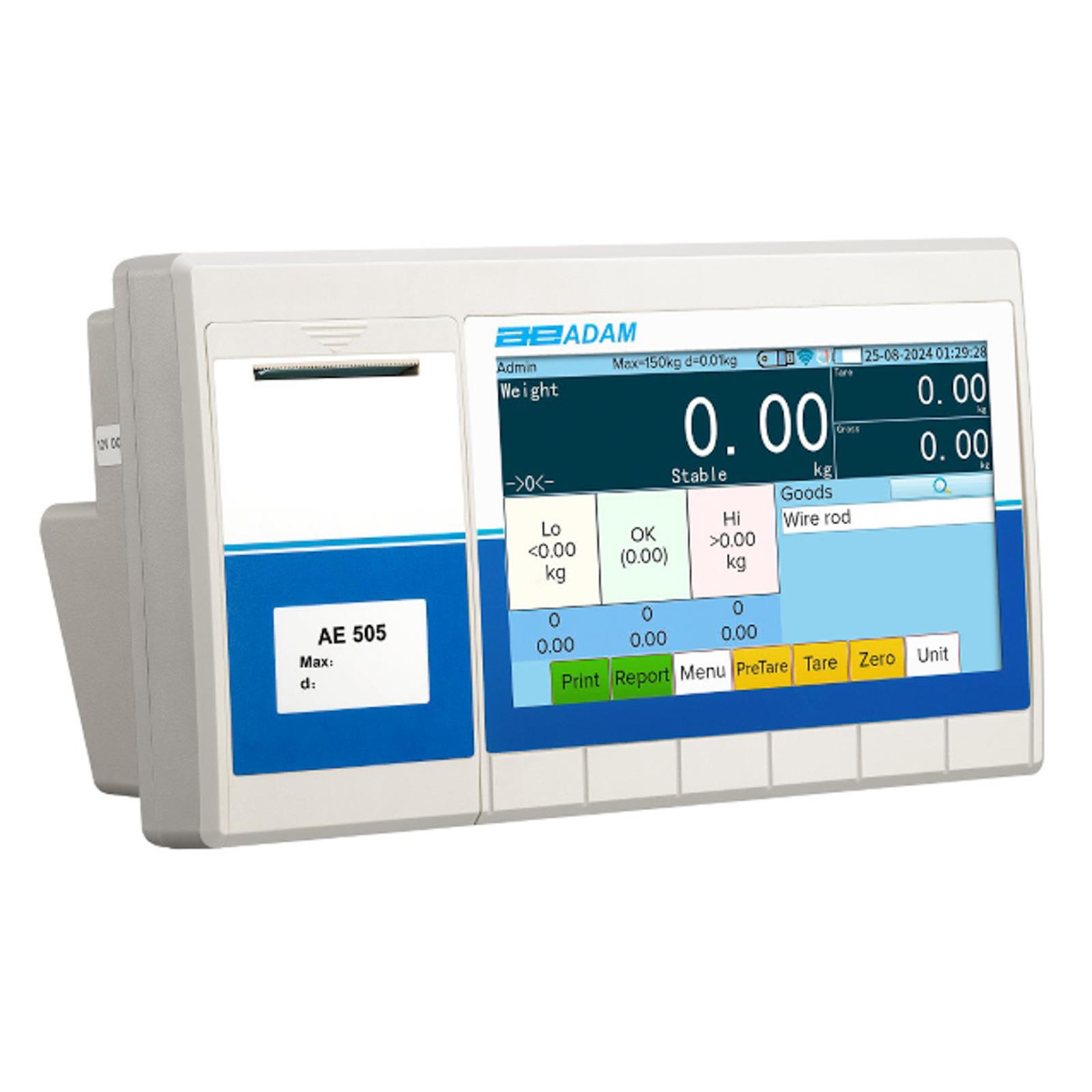 Touchscreen-Wäge-Anzeige mit integriertem Drucker und sichtbarer Bedienoberfläche