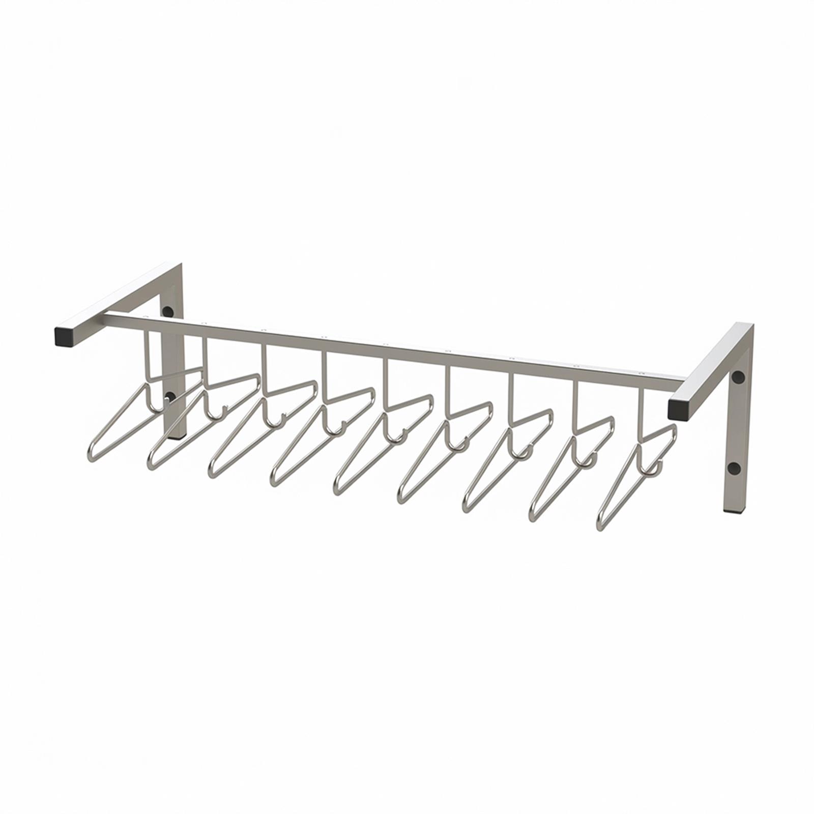 Labor-Wandgarderobe Edelstahl – mit 10 Kleiderbügeln