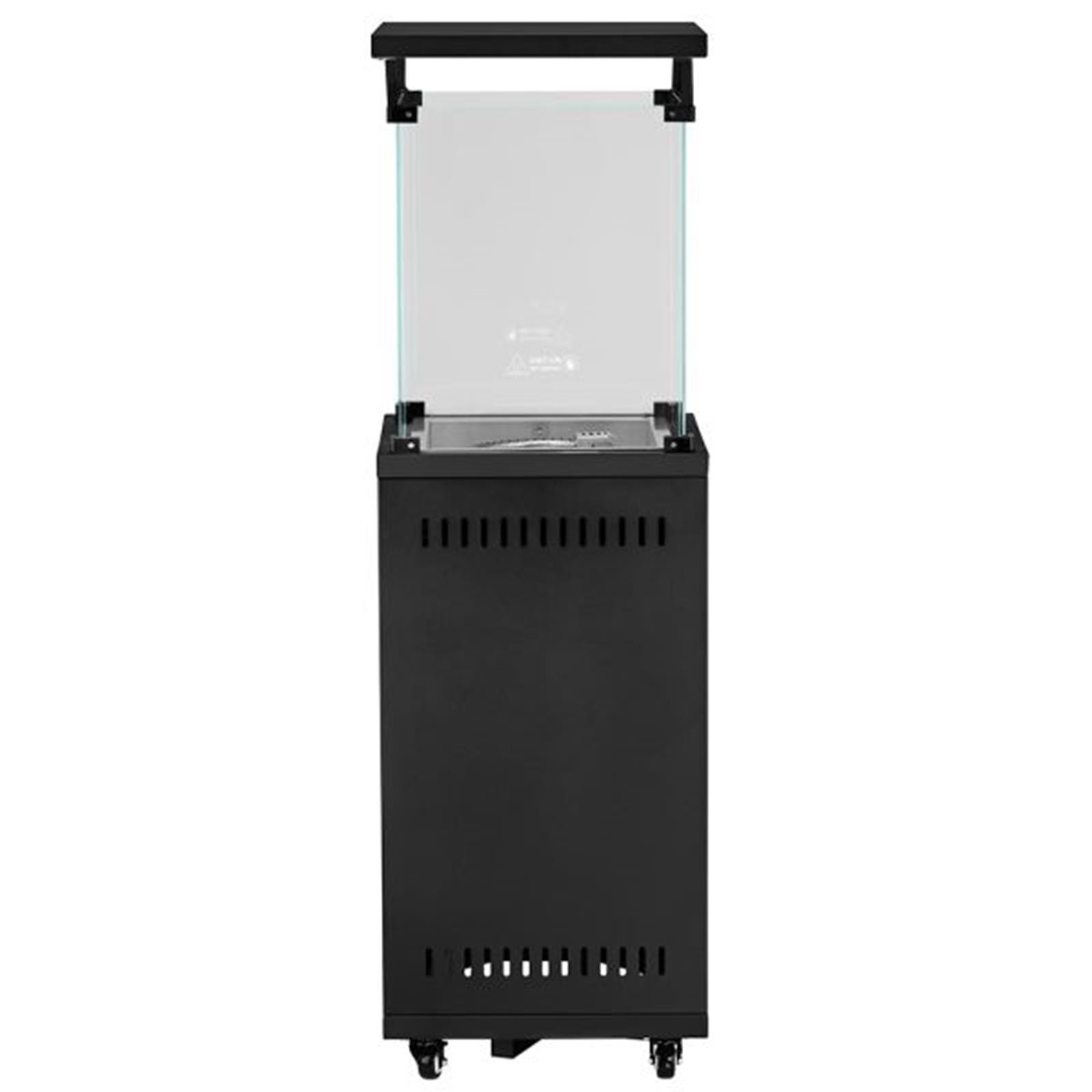 Gas-Terrassenfeuer quadratisch schwarz, 10,5 kW, mit Glas