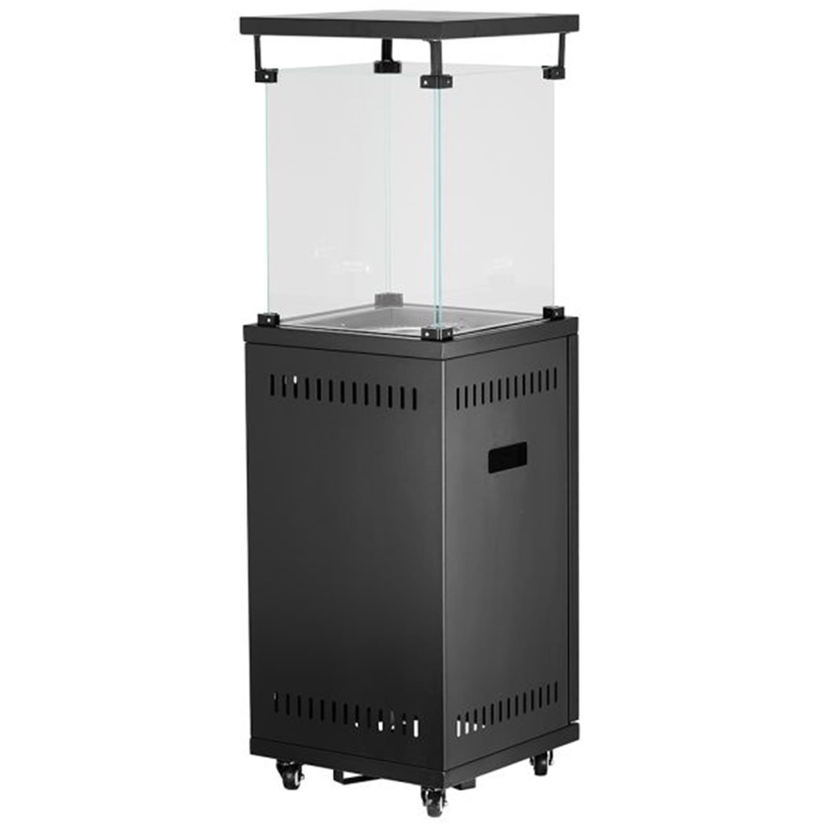 Gas-Terrassenfeuer quadratisch schwarz, 10,5 kW, mit Glas