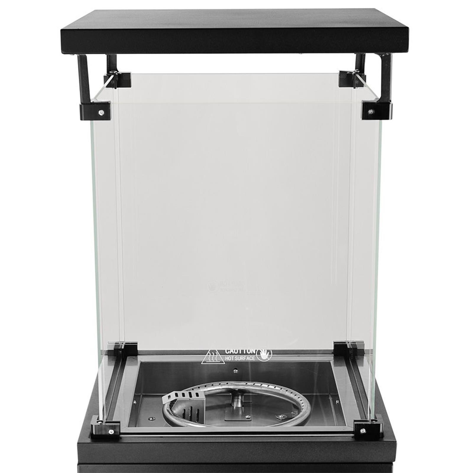 Gas-Terrassenfeuer quadratisch schwarz, 10,5 kW, mit Glas
