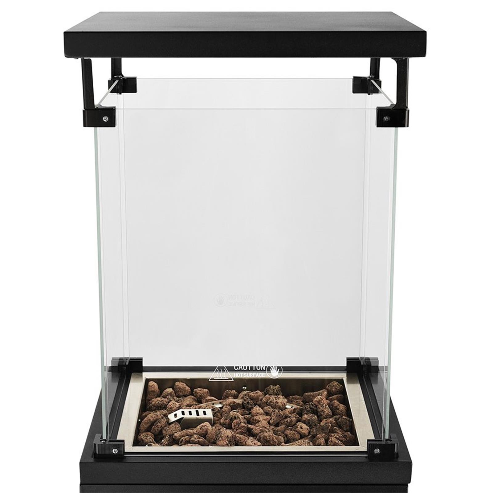 Gas-Terrassenfeuer quadratisch schwarz, 10,5 kW, mit Glas