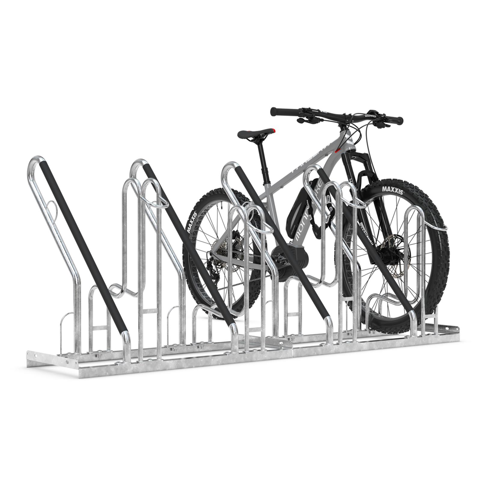 Fahrradständer 6 Einstellplätze silber/schwarz aus Stahl mit Anlehnparker