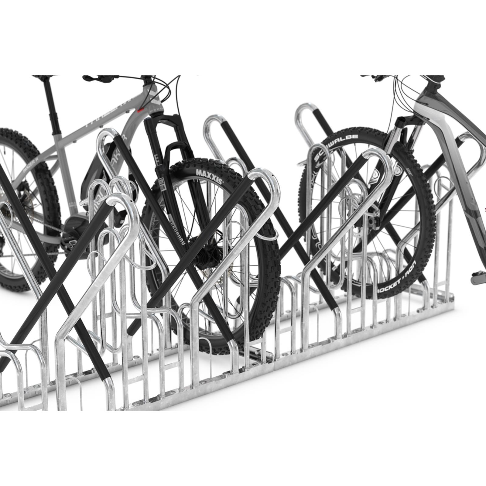 Fahrradständer 6 Einstellplätze silber/schwarz aus Stahl mit Anlehnparker