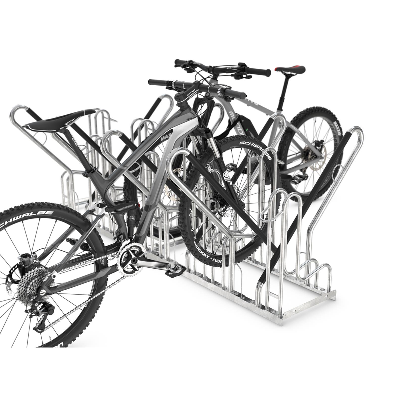Fahrradständer 6 Einstellplätze silber/schwarz aus Stahl mit Anlehnparker