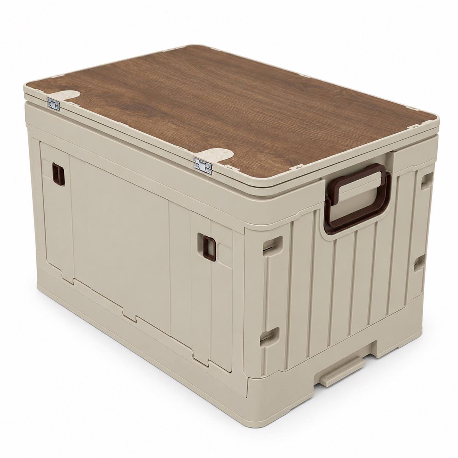 Campingbox faltbar ausziehbarer Klapptisch, beige – 45 l