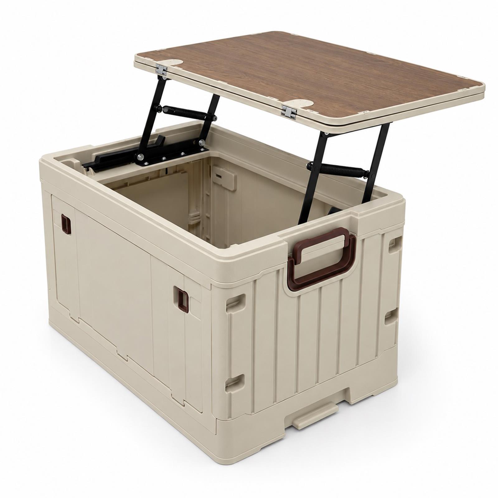 Campingbox faltbar ausziehbarer Klapptisch, beige – 45 l