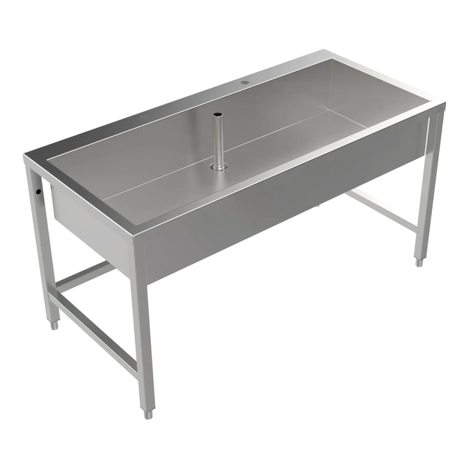 Arbeits- und Mehrzweckbecken Edelstahl 1500 mm - mit Hahnbank & Untergestell