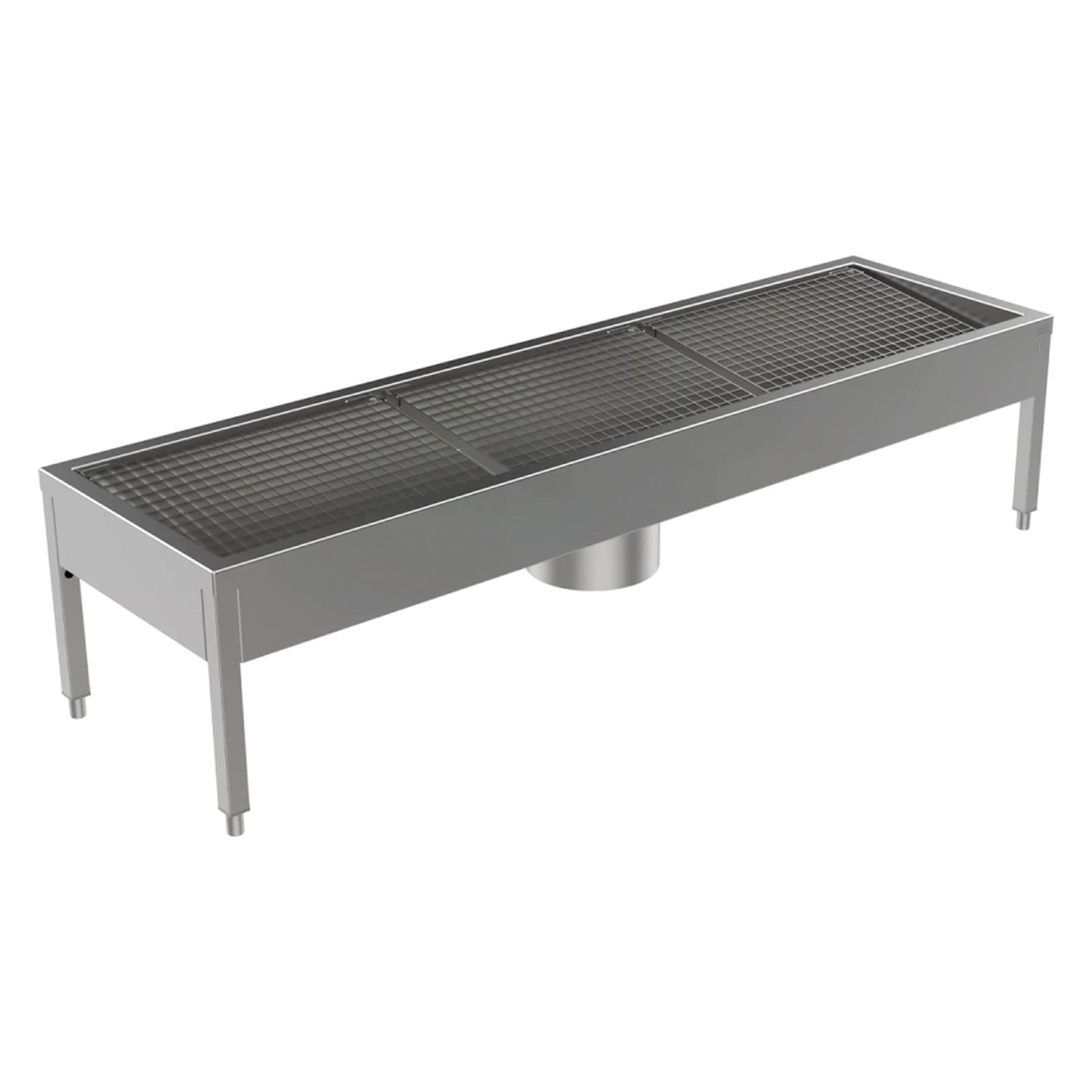 Schuhreinigungsanlage Edelstahl 2100 mm, 3 Reinigungsplätze