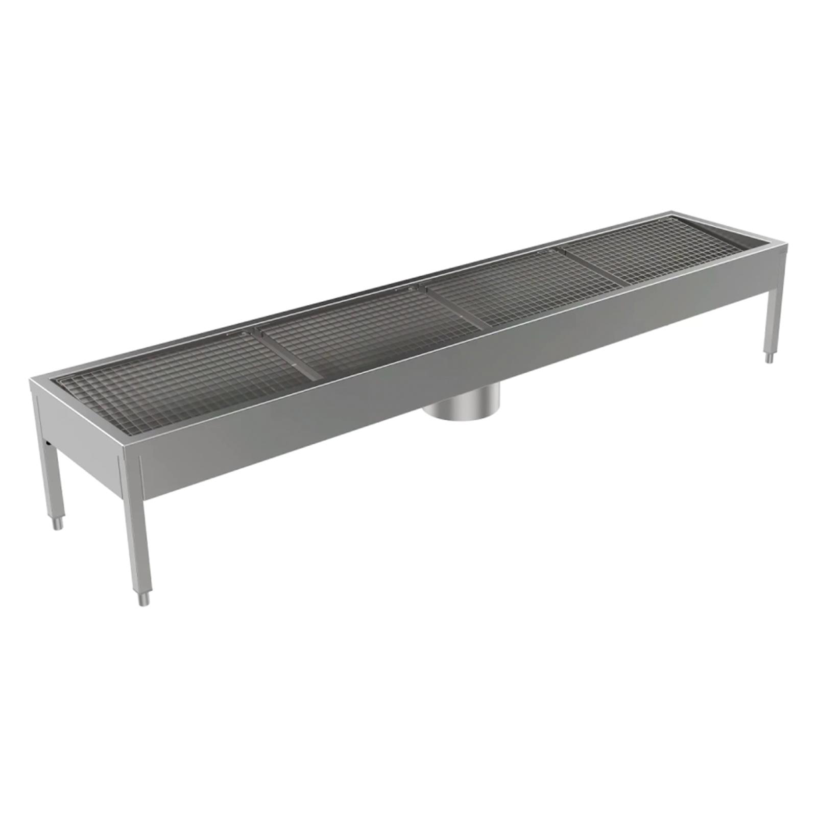 Schuhreinigungsanlage Edelstahl 2800 mm, 4 Reinigungsplätze