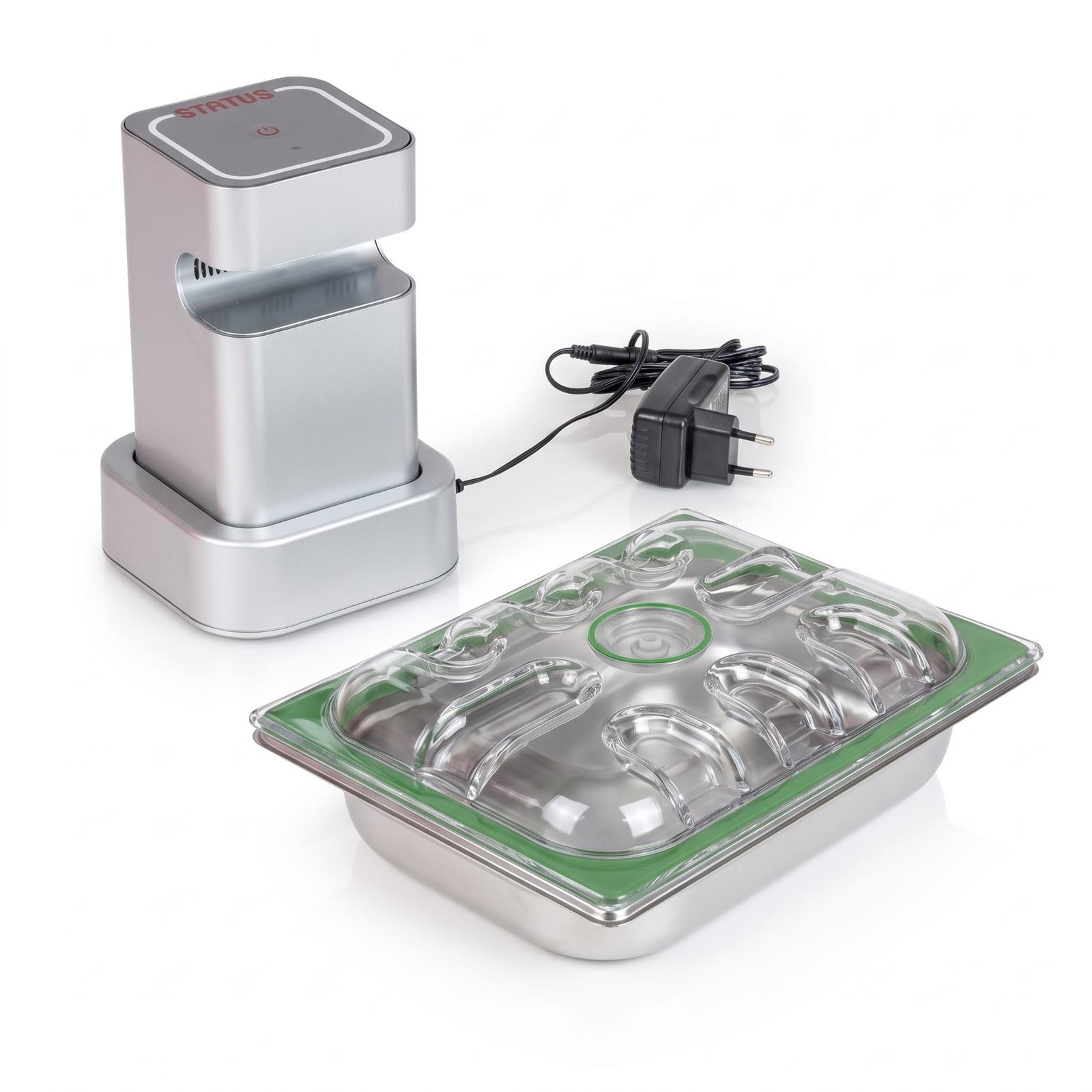 Vakuumpumpe elektrisch Set GN 1/2 mit Deckel und Edelstahlbehälter