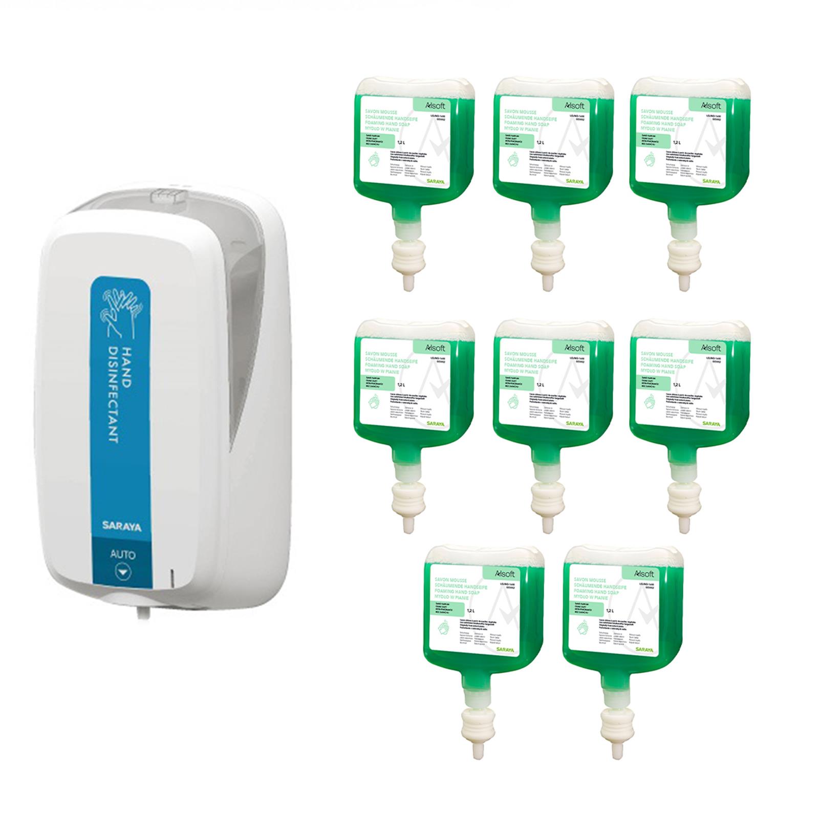 Set Sensorspender UD-1600 mit 8 × Schaumseife Alsoft 1,2 l
