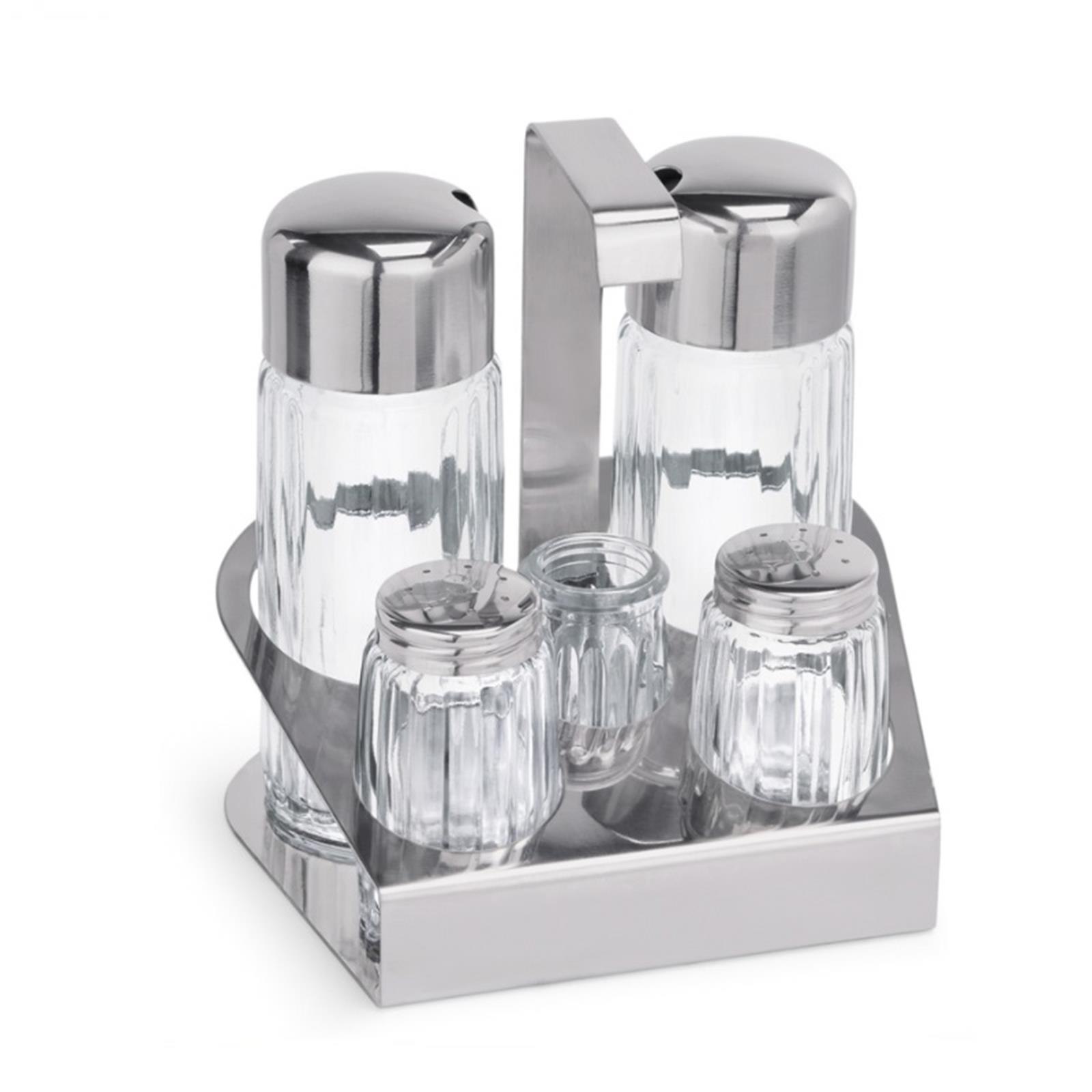 Menage 5-teilig, Essig & Öl, Salz & Pfeffer, Zahnstocher