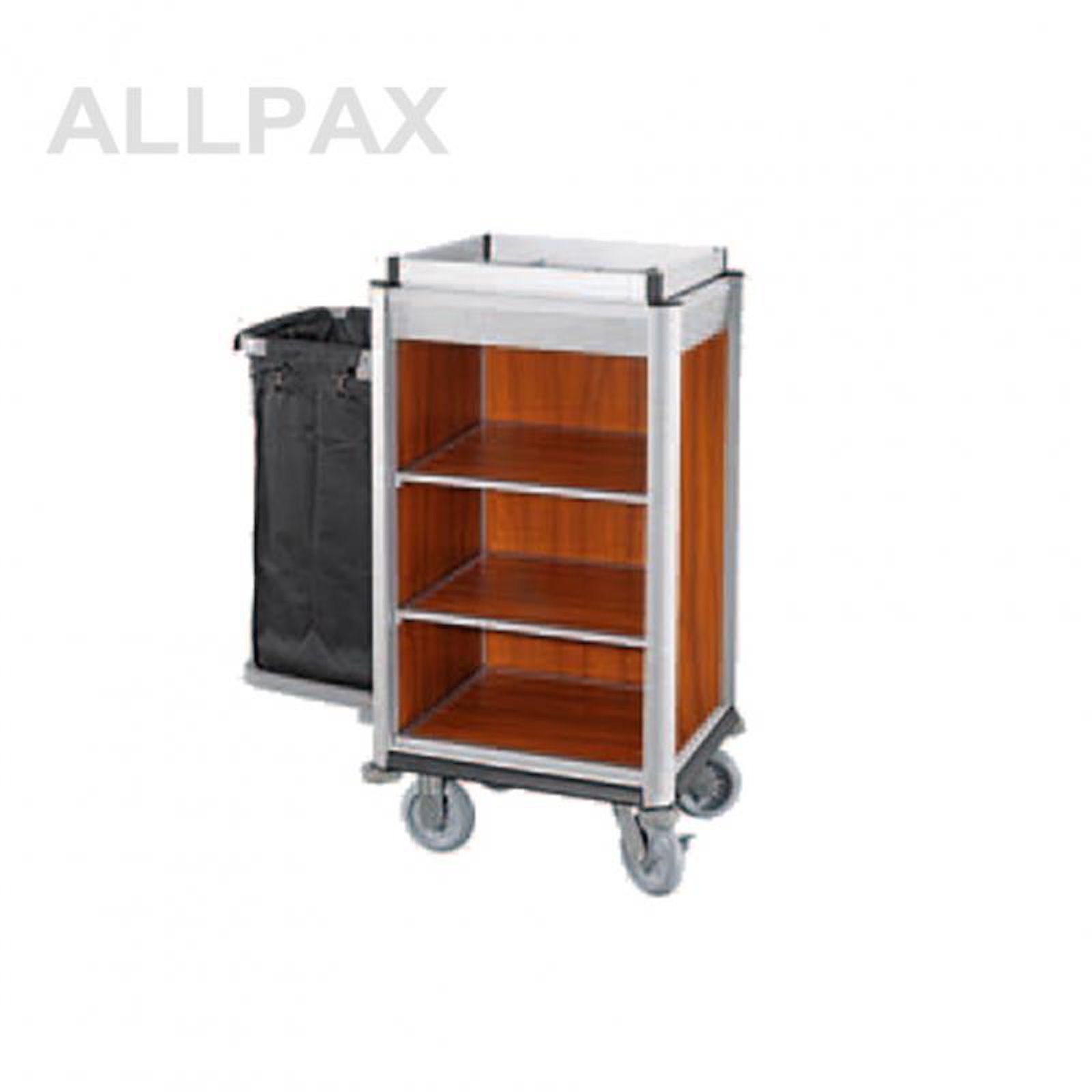 Wäschesammelwagen Alu, dunkles Holz