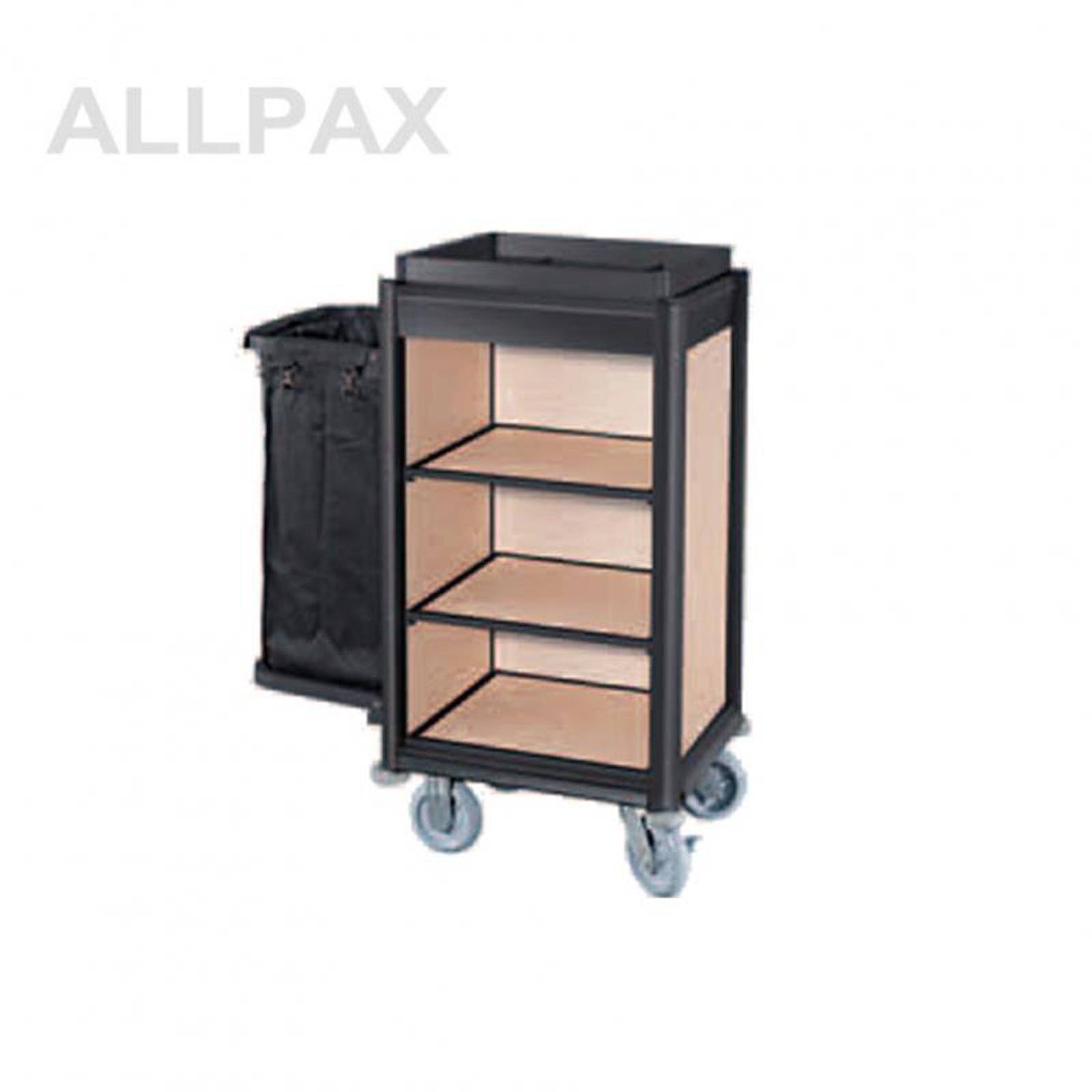 Wäschesammelwagen schwarzes alu, helles Holz