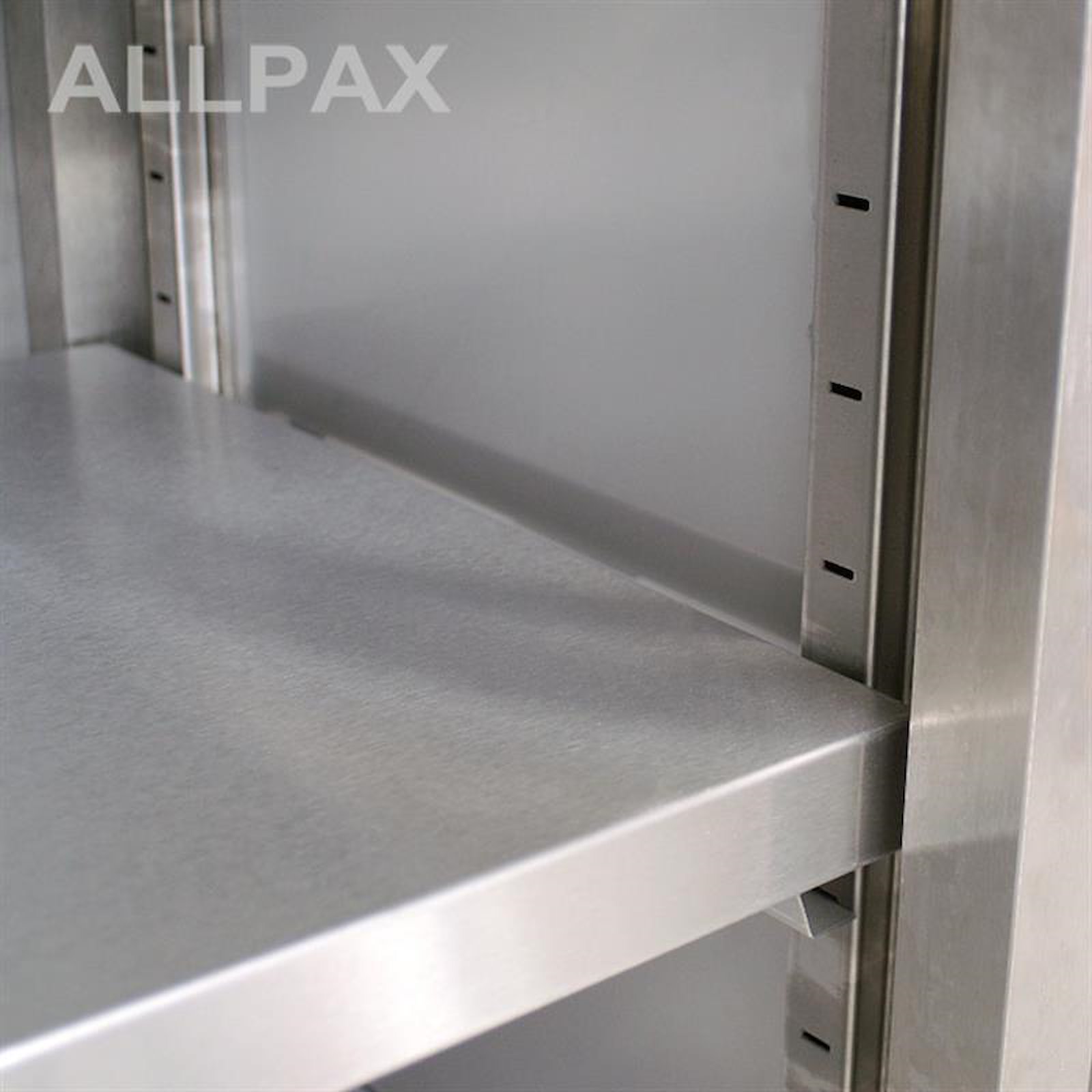 Edelstahl Arbeitsschrank 280 x 70 cm, Spanplatte unterfüttert