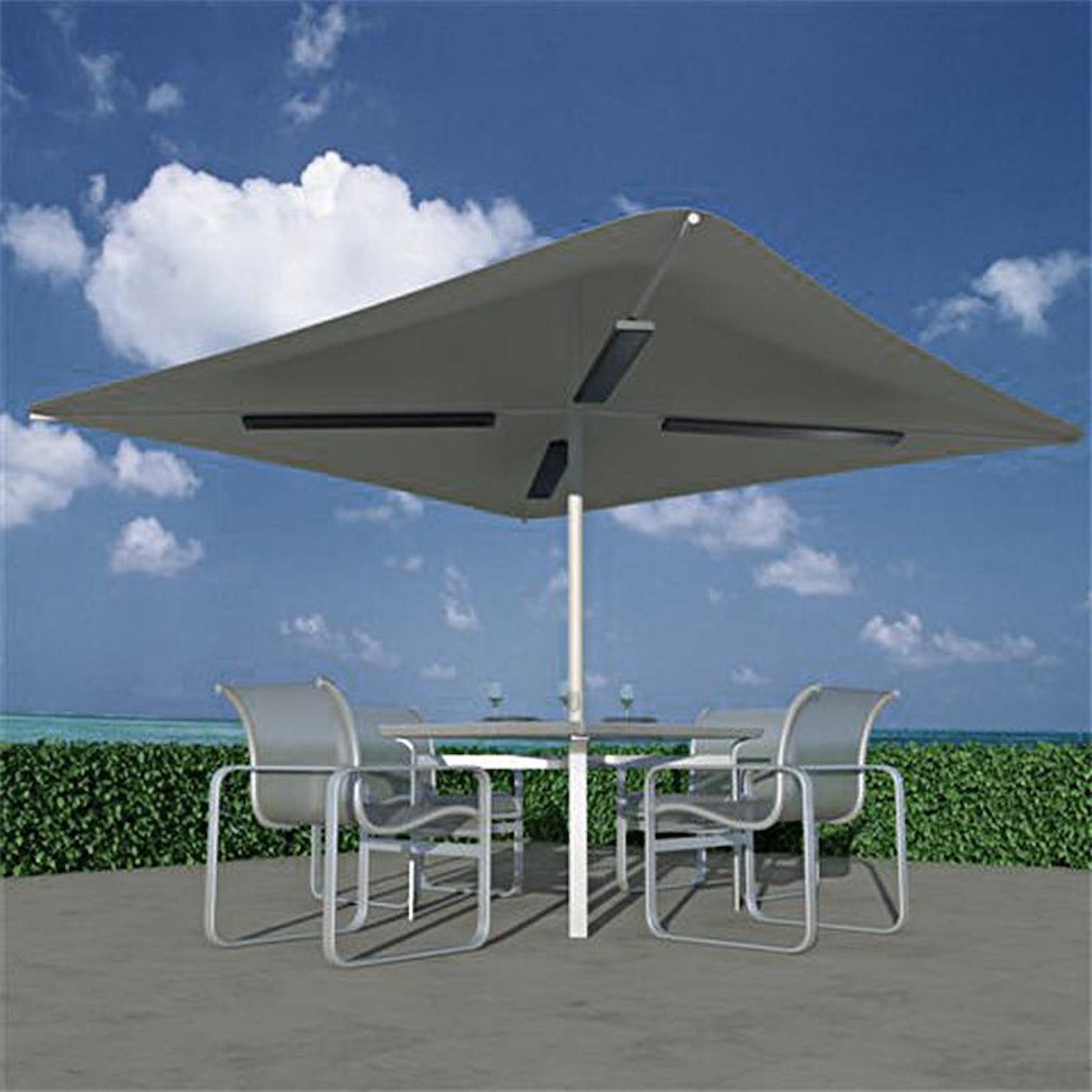 Vorbild Sonnenschirm mit 4 Terrassenheizern