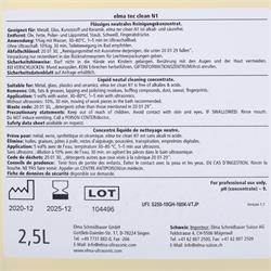 elma tec clean N1 Etikett Rückseite