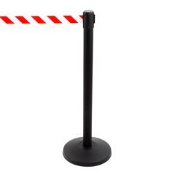 Stoppo XL Abgrenzungsständer schwarz, 3,4m, Zugband rot / weiß