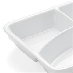 Abteilschale Porzellan 3-fach, 23,5 x 17,5 cm weiß, 3 Stück