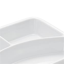 Abteilschale Porzellan 3-fach, 23,5 x 17,5 cm weiß, 3 Stück