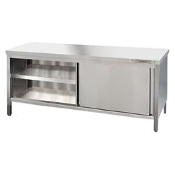 Edelstahl Arbeitsschrank 300 x 60 cm, Spanplatte unterfüttert