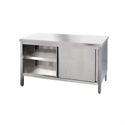 Edelstahl Arbeitsschrank 180 x 70 cm, Spanplatte unterfüttert