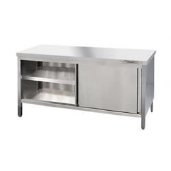 Edelstahl Arbeitsschrank mit Schiebetüren 230 x 70 cm