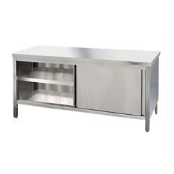 Edelstahl Arbeitsschrank mit Schiebetüren 270 x 70 cm