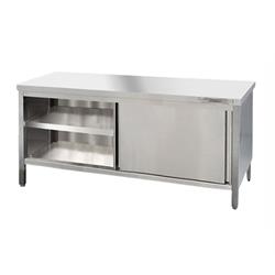 Edelstahl Arbeitsschrank mit Schiebetüren 280 x 70 cm