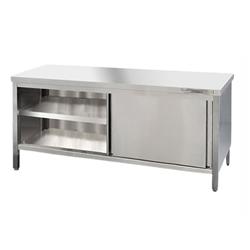 Edelstahl Arbeitsschrank mit Schiebetüren 290 x 70 cm