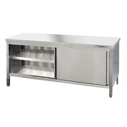 Edelstahl Arbeitsschrank mit Schiebetüren 300 x 70 cm