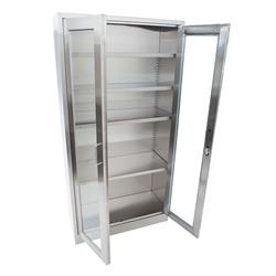 Edelstahl Hochschrank mit Glastüren, 90 x 180 cm