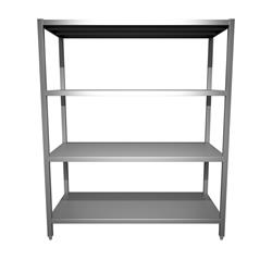 Edelstahl-Lagerregal mit 4 geschlossenen Böden, 600 × 1800 mm Gesamthöhe