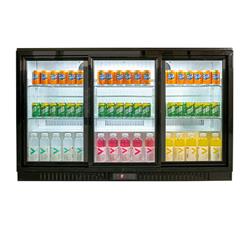 Bar Display Cooler, drei Schiebetüren, schwarz