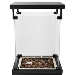 Gas-Terrassenfeuer quadratisch schwarz, 10,5 kW, mit Glas