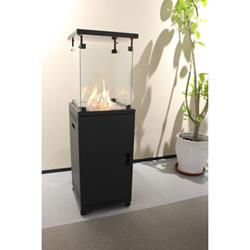 Gas-Terrassenfeuer quadratisch schwarz, 10,5 kW, mit Glas