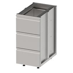 Unterschrank Bar mit 3 Schubladen, Höhe 850 mm, Edelstahl