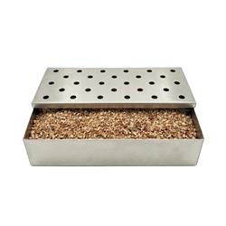 Räucherbox, gelocht, befüllt mit Räucherspäne
