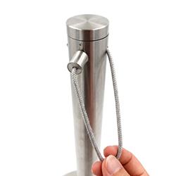 Abgrenzungsständer mit Reboundkordel/-band – H 1 m, Kordel 2 m, Edelstahl