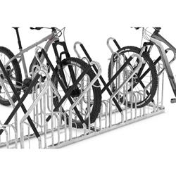 Fahrradständer 6 Einstellplätze silber/schwarz aus Stahl mit Anlehnparker