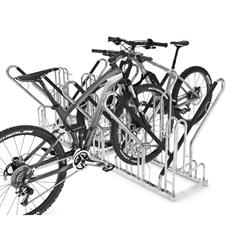 Fahrradständer 6 Einstellplätze silber/schwarz aus Stahl mit Anlehnparker
