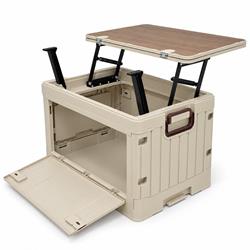 Campingbox faltbar ausziehbarer Klapptisch, beige – 45 l