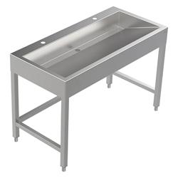 Bodenstehende Waschrinne Edelstahl 1200 mm – 2 Waschplätze