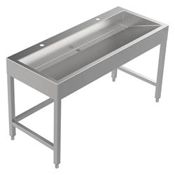 Bodenstehende Waschrinne Edelstahl 1400 mm – 2 Waschplätze