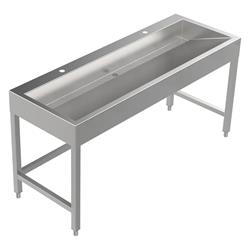 Bodenstehende Waschrinne Edelstahl 1600 mm – 2 Waschplätze