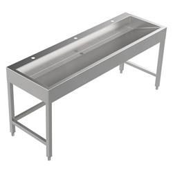 Bodenstehende Waschrinne Edelstahl 1800 mm – 3 Waschplätze