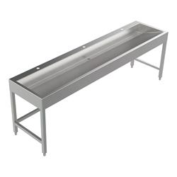Bodenstehende Waschrinne Edelstahl 2400 mm – 3 Waschplätze